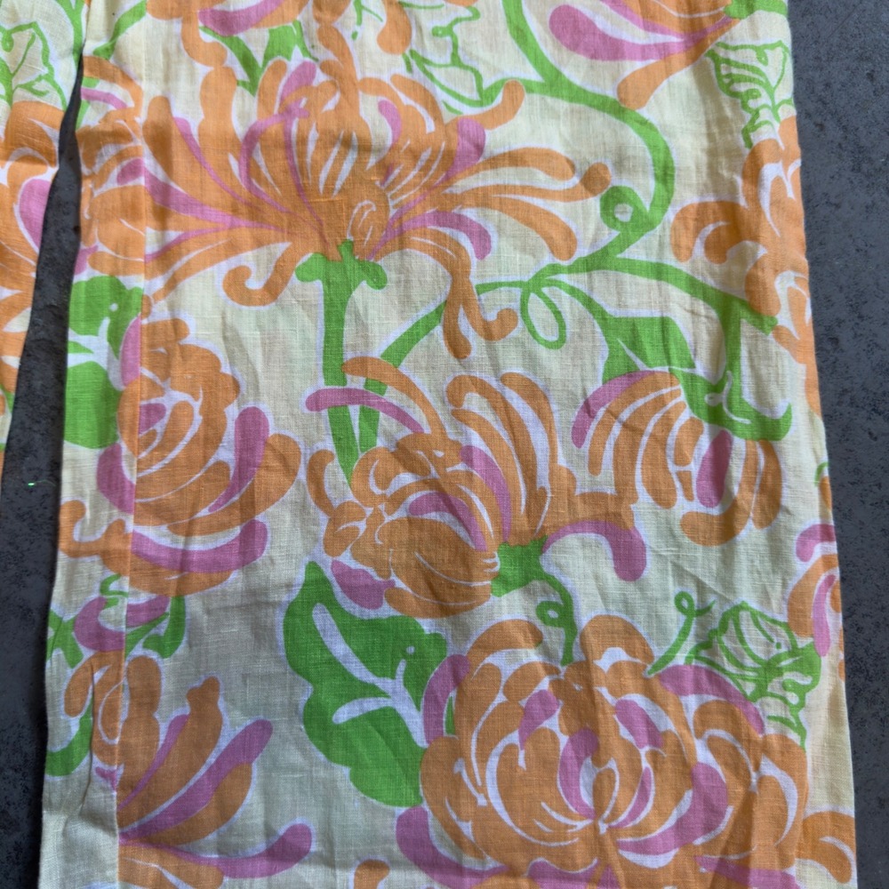 Lilly Pulitzer Gia Printed Linen Pants Yellow Floral Wide Leg Small NWT - Picture 10 of 10